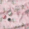Carrot Pink Digital Printed Organza Silk Fabric with Handwork
