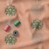 Dyed Peach Multi Dhaga Embroideried Royal Silk Fabric