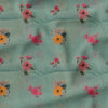 Digital Printed Sea Green Coloured Chinnon Fabric With Crochet Embroidery