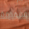 Printed Dark Orange Coloured Cotton Super Fabric With Cotton Grey Dhaga Embroidery