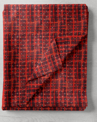 Digital Printed Black & Red Viscose Organza Fabric with Foil Work